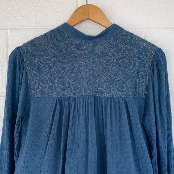 Free People Canyon Rose Blue Peasant Top - Picture 9 of 12
